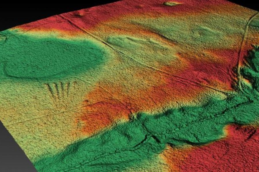 Wizualizacja 3D pierwszego z odkrytych w Wielkopolsce cmentarzysk megalitycznych w okolicy Rokietnicy. Wyk T. Wiktorzak